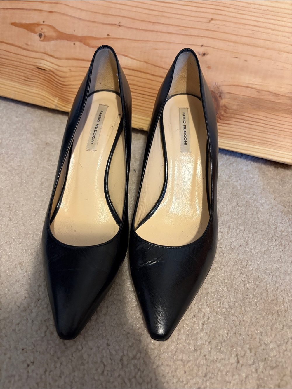 Classic Black Pointed Leather Pumps by Fabio Rusconi